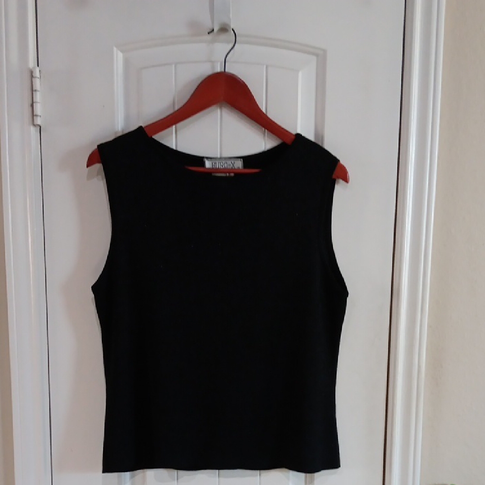 Chic Black Tank Top by EURO-X Silk & Metallic